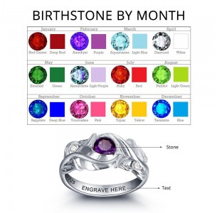 Birthstone Ring, Sterling Silver Personalized Engravable Ring JEWJORI102014